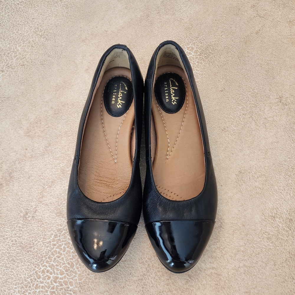 Clarks Artesian Femmes Women's Black & Patent Flats Sz 5M